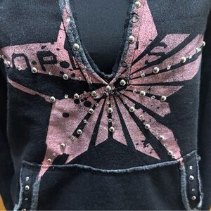 People’s Liberation Black and Pink Star Studded Hoodie Size Medium. Y2K, Grunge